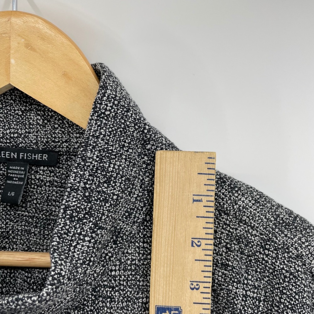 Eileen Fisher Textured Organic Cotton Tweed Stand Collar Zip Jacket Size Large - Picture 8 of 10